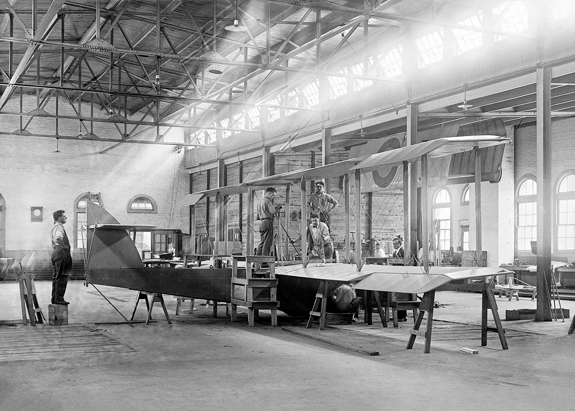 Vintage photograph of an Airplane Factory in Alexandria