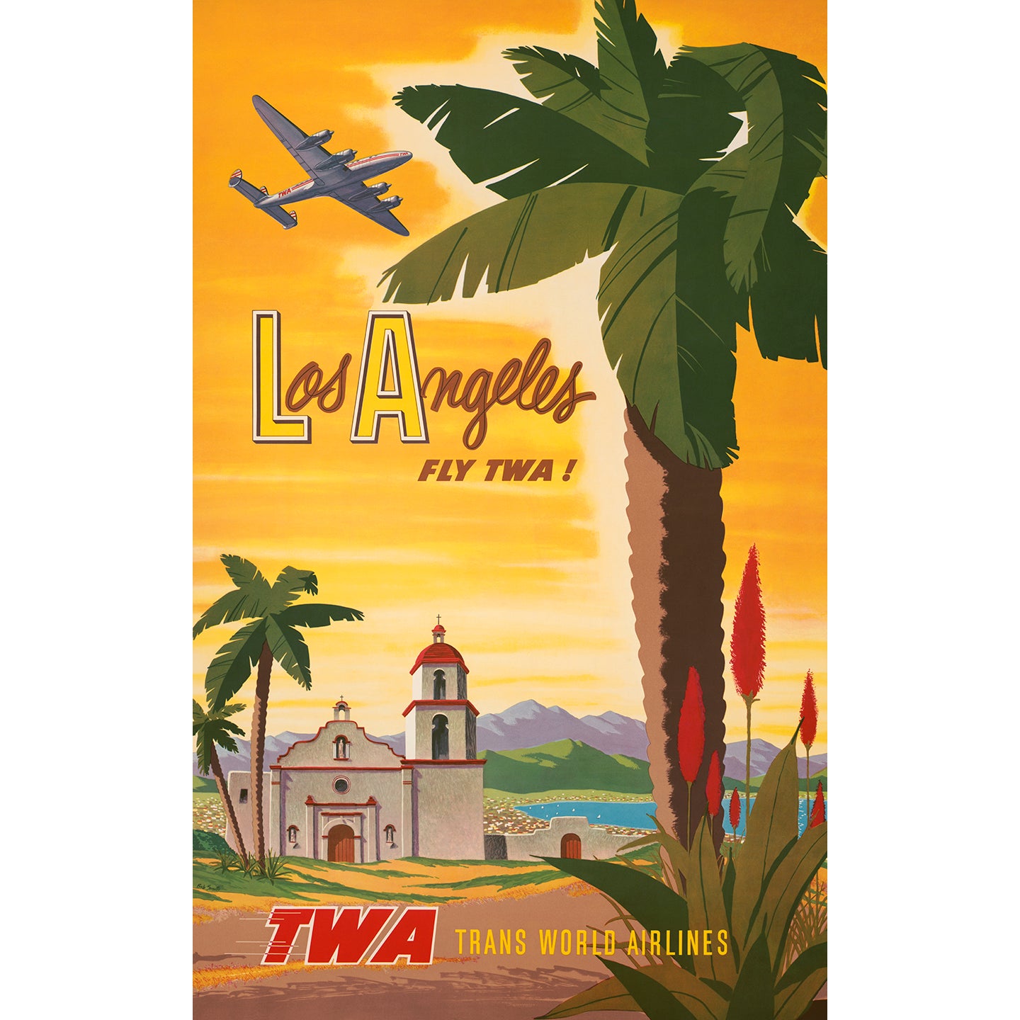 Travel Poster Fly TWA to Los Angeles