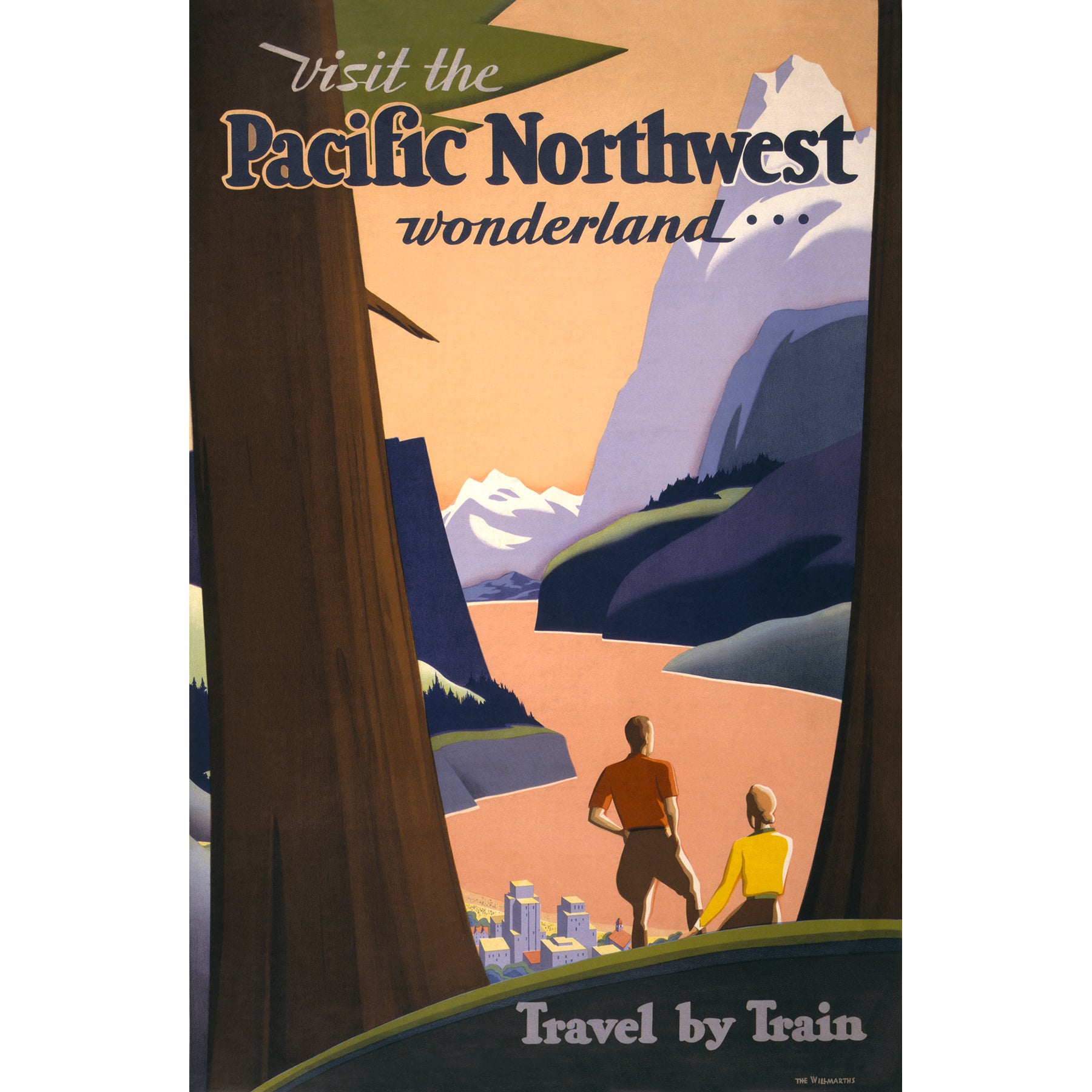A vintage travel poster advertising the pacific northwest