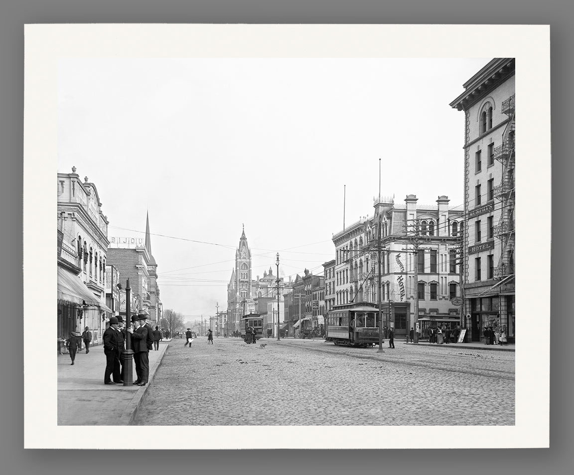 A print reproduction on paper of a vintage photograph of Richmond's Broad Street