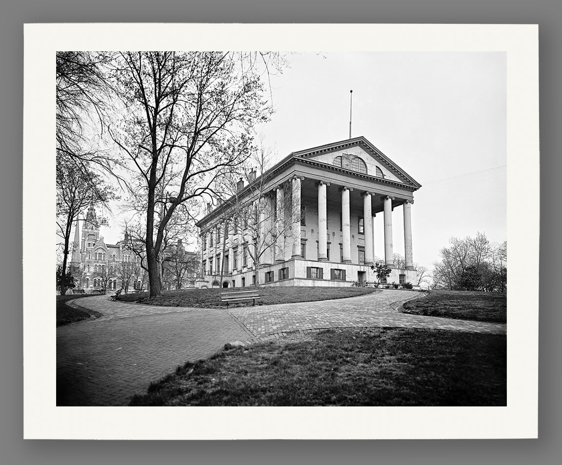 An archival print on paper of the Richmond, Virginia Capitol Building