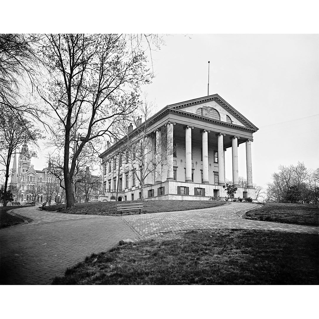A striking vintage photograph of the Capitol Building in Richmond, Virginia