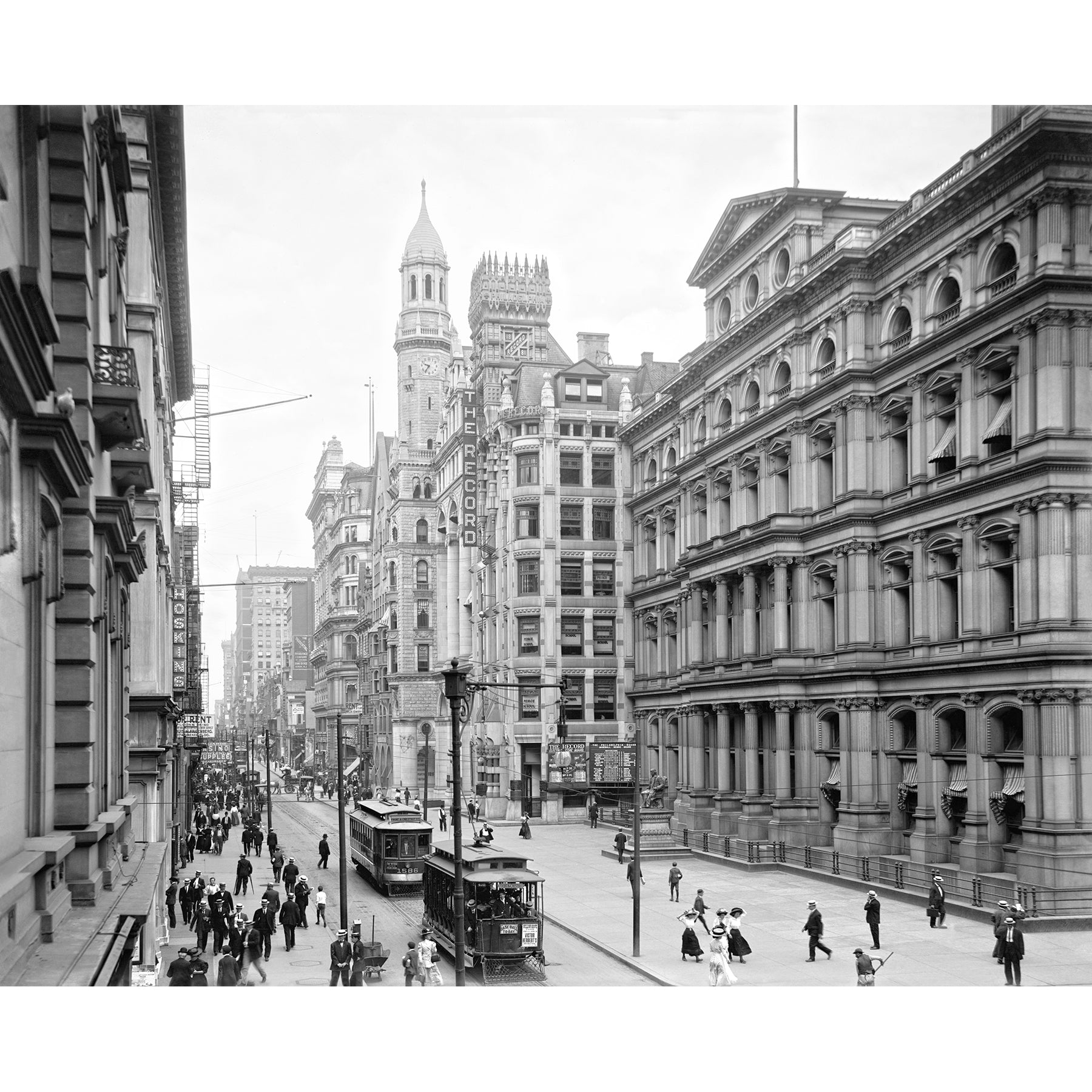 A vintage photograph of a daily life on Chestnut Street in Philadelphia
