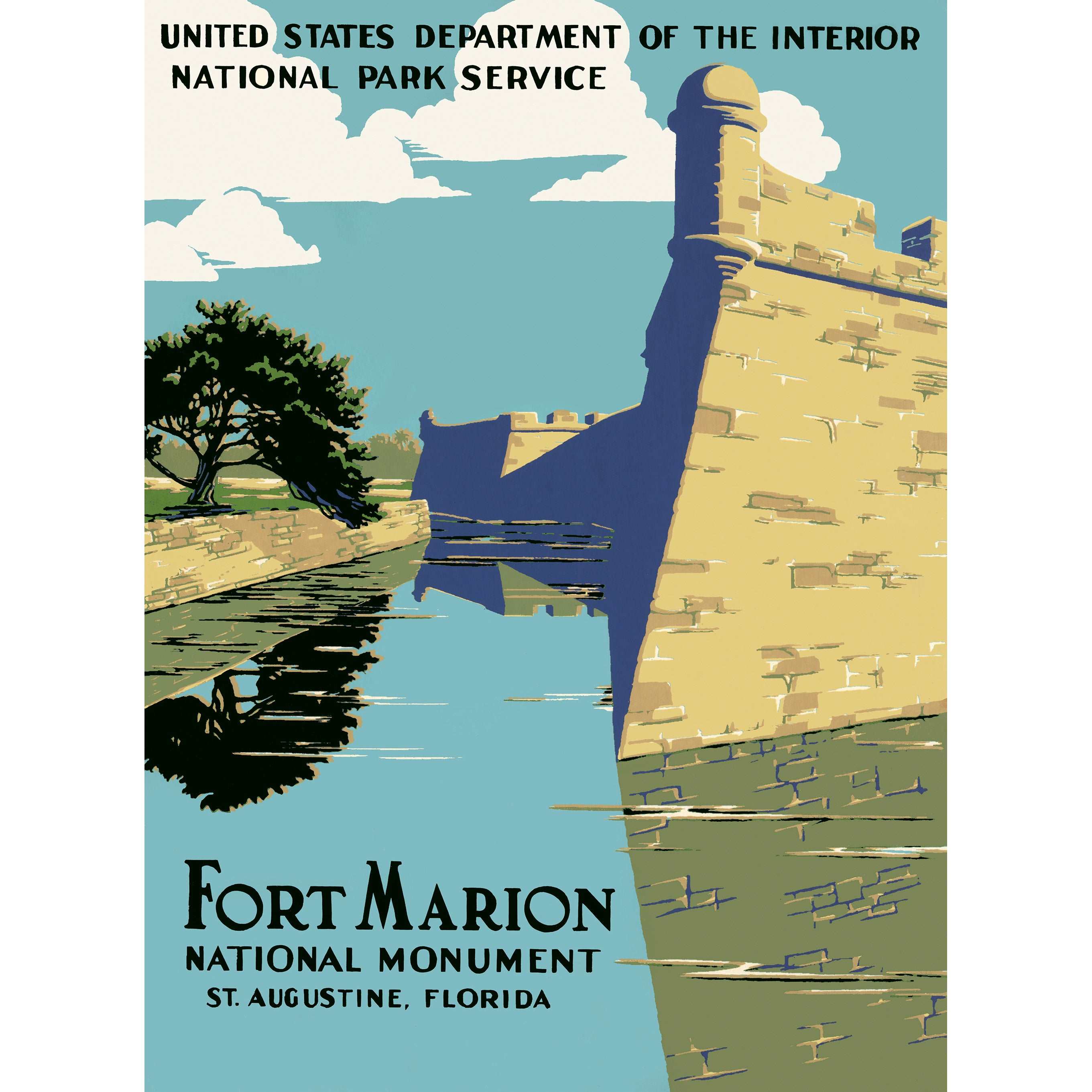 A vintage poster advertising Florida's Fort Marion National Monument