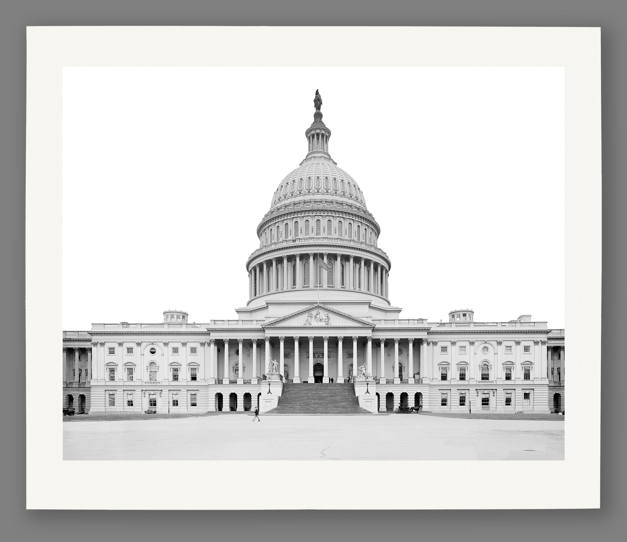 A paper print of a vintage image of the Capitol Building's main entrance
