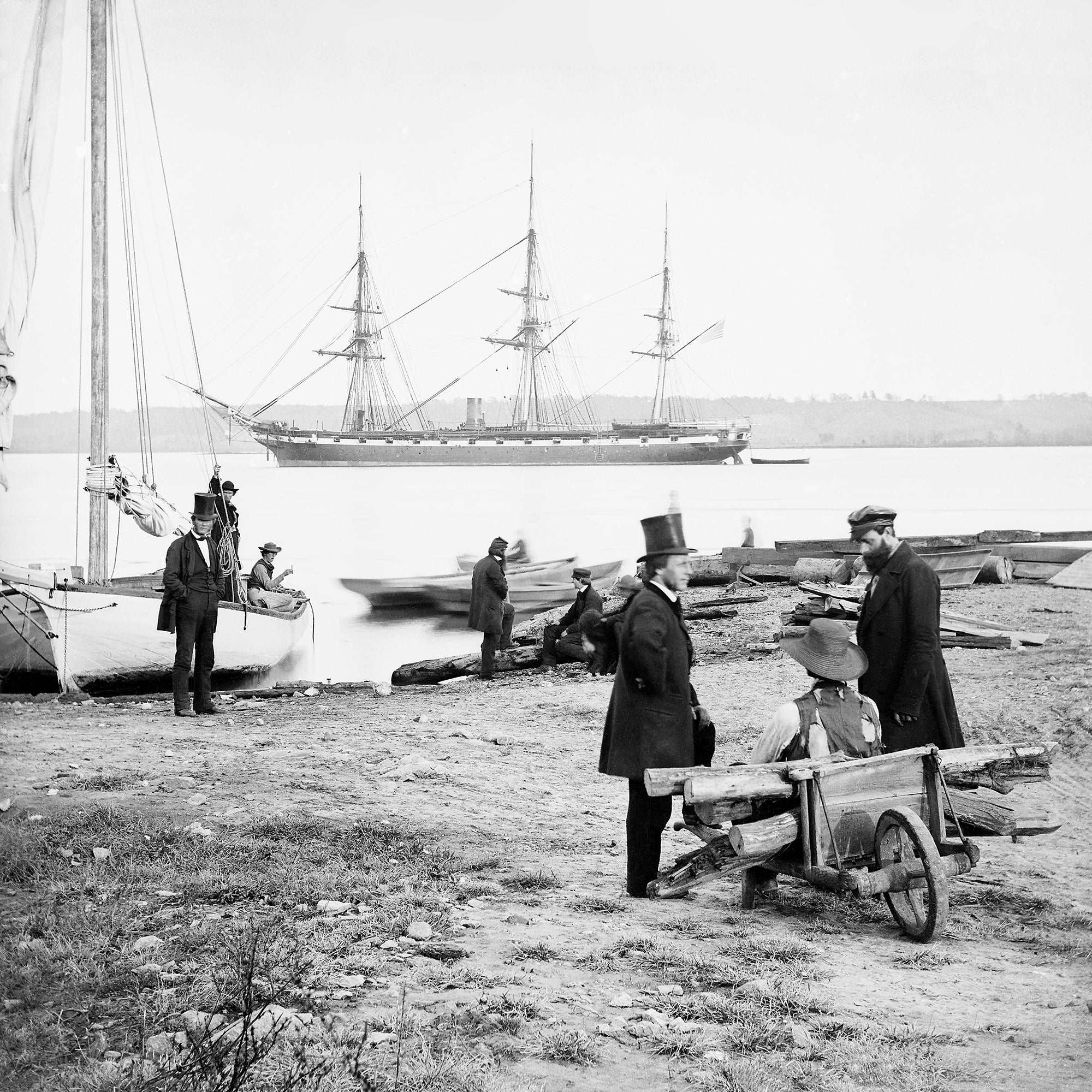 A vintage photograph of the Steam Frigate Pensacola in Alexandria