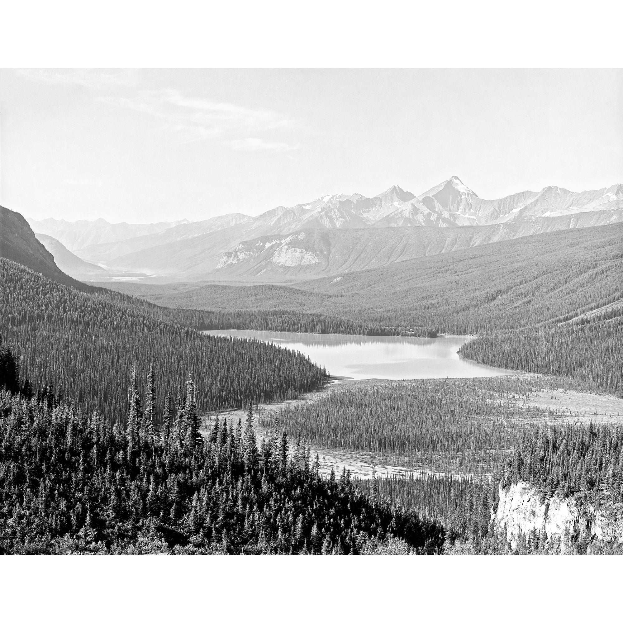 A vintage landscape photograph of the Van Horn Range and Emerald Lake in Yoho Park