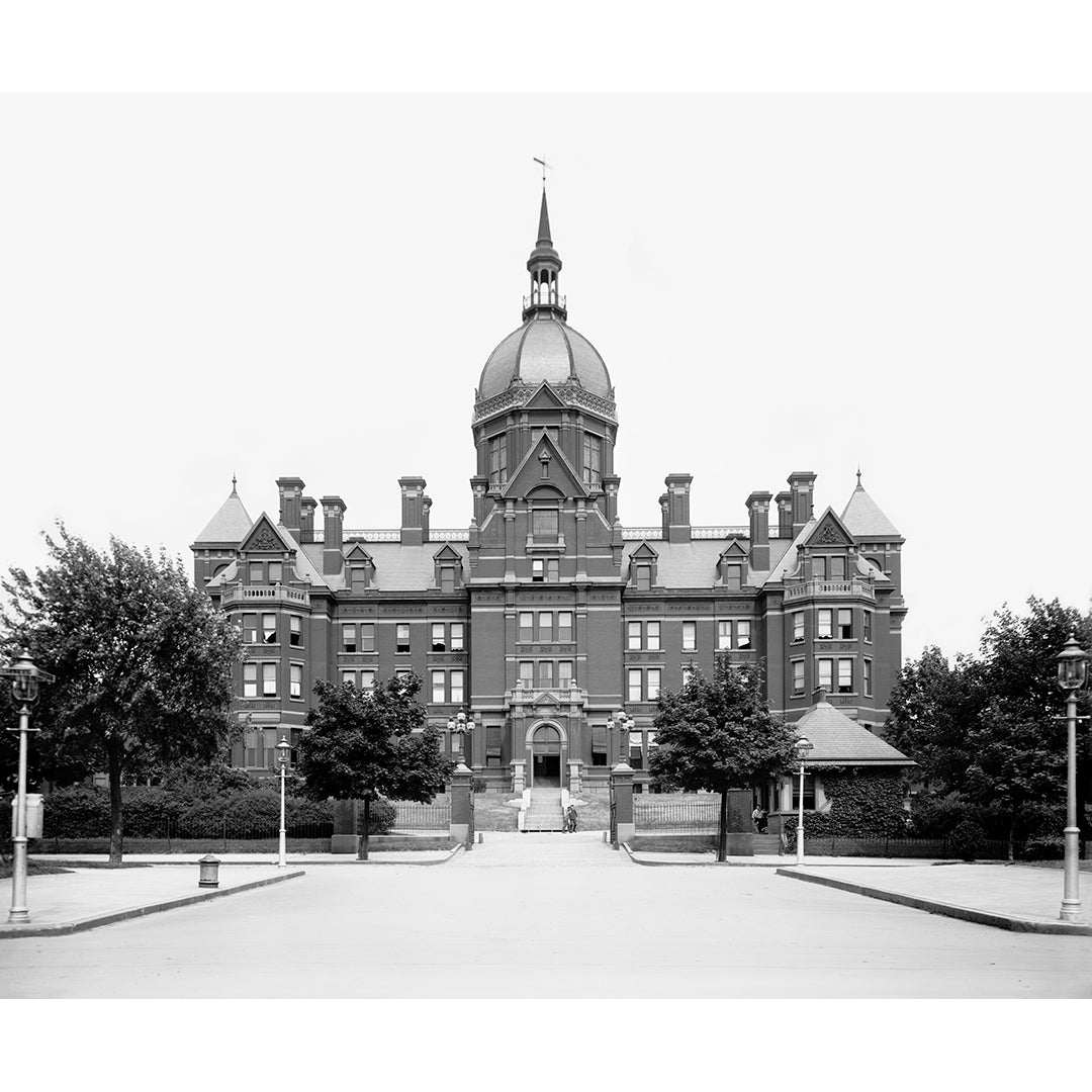 A vintage photograph depicting Johns Hopkins Hospital in Baltimore