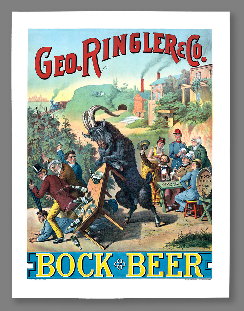 A fine art print on archival paper of a vintage advertisement for Bock Beer