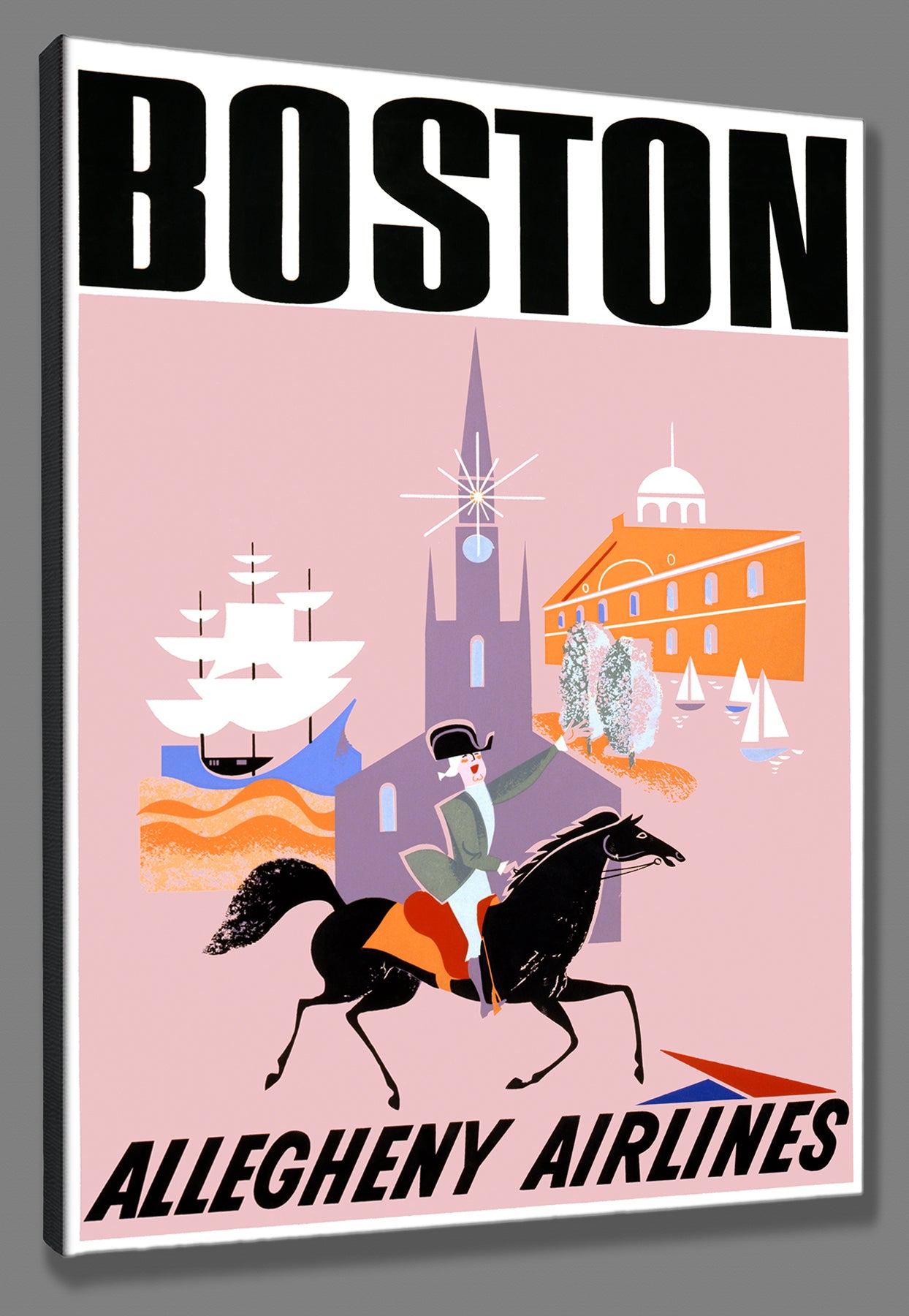 A vintage Boston travel poster reproduced on fine art canvas