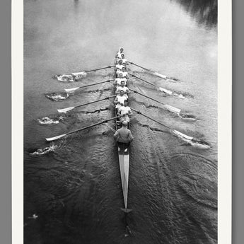 A paper print of a vintage photograph of a crew team from Cambridge