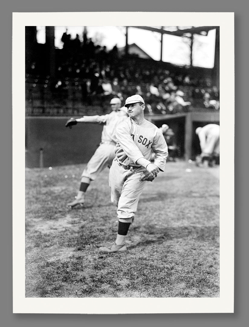 A paper print reproduction of a vintage image of Charles Wagner with the Boston Red Sox