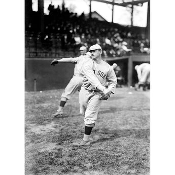 A vintage sports photograph of Charles "Heine" Wagner playing for the Red Sox