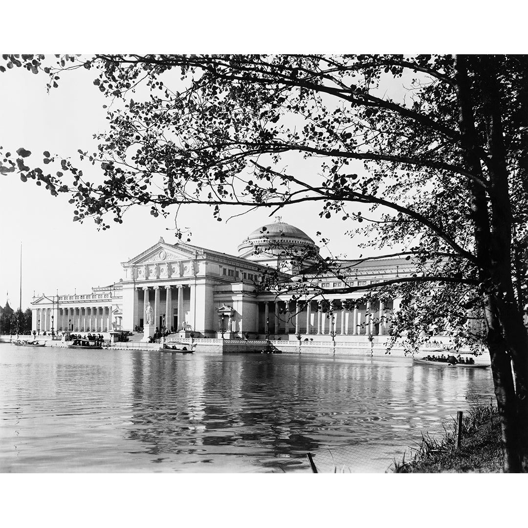 A vintage photograph of a building that was part of Chicago's World's Fair