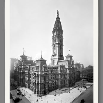 A fine art paper print of a restored photograph of Philadelphia's City Hall
