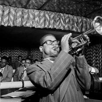 Vintage photo of Dizzy Gillespie performing with other musicians