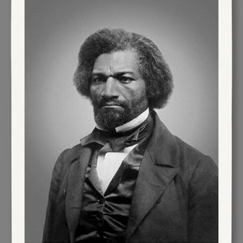 An archival print on paper of a portrait of Frederick Douglass