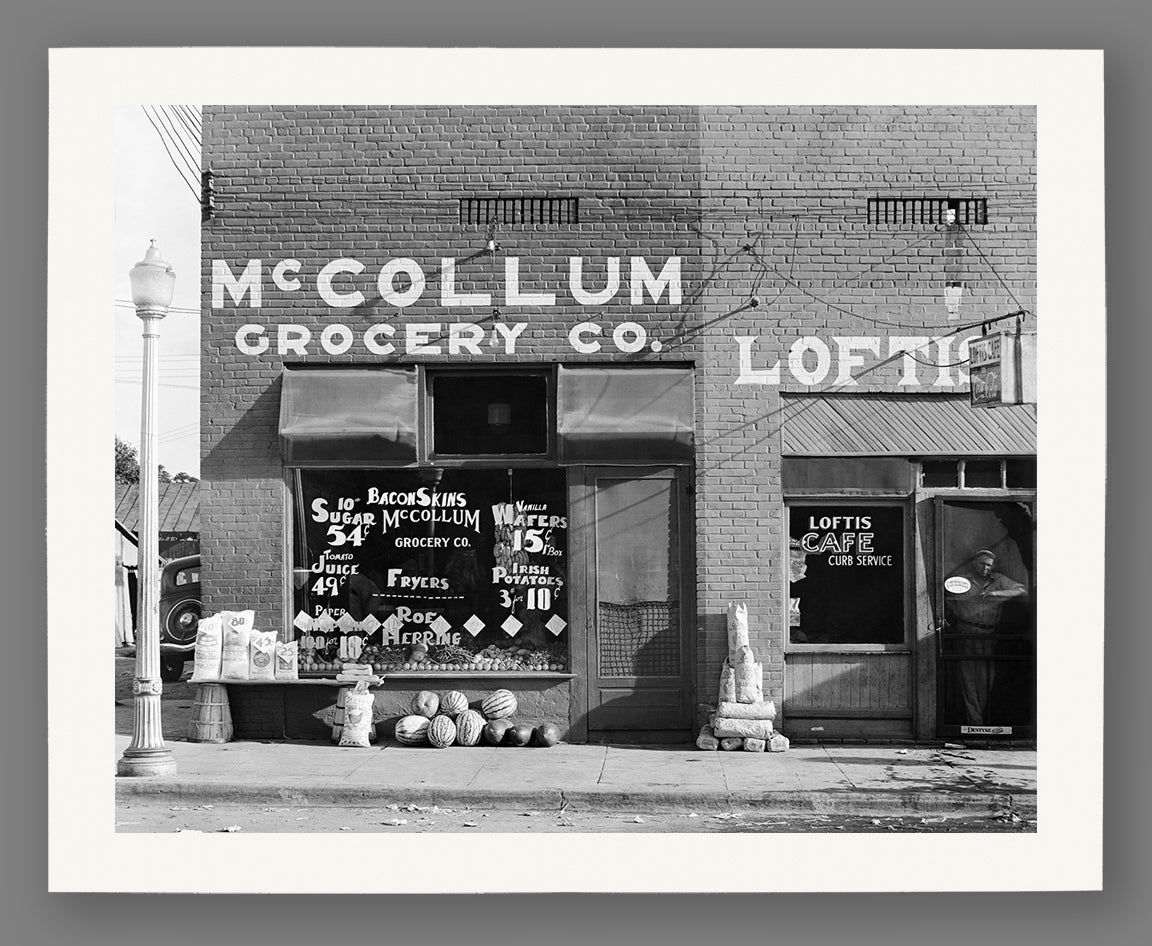 An archival paper print of a Walker Evans photograph taken in rural Alabama