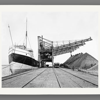 A fine art, archival print on paper of a historic photograph of Hannas Ore Plant in Erie