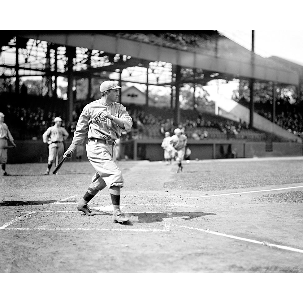 A vintage sports photograph of Harry Hooper playing for the Boston Red Sox