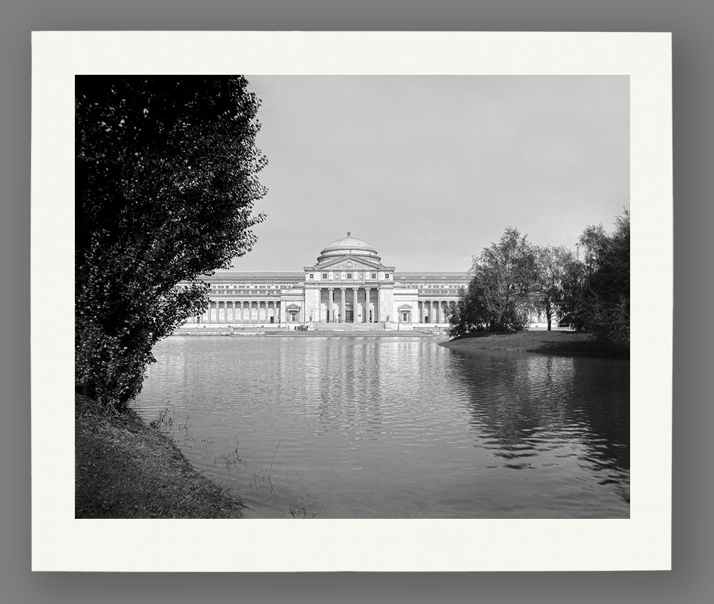 A paper print reproduction of a vintage photograph of the Chicago Worlds Fair in Jackson Park