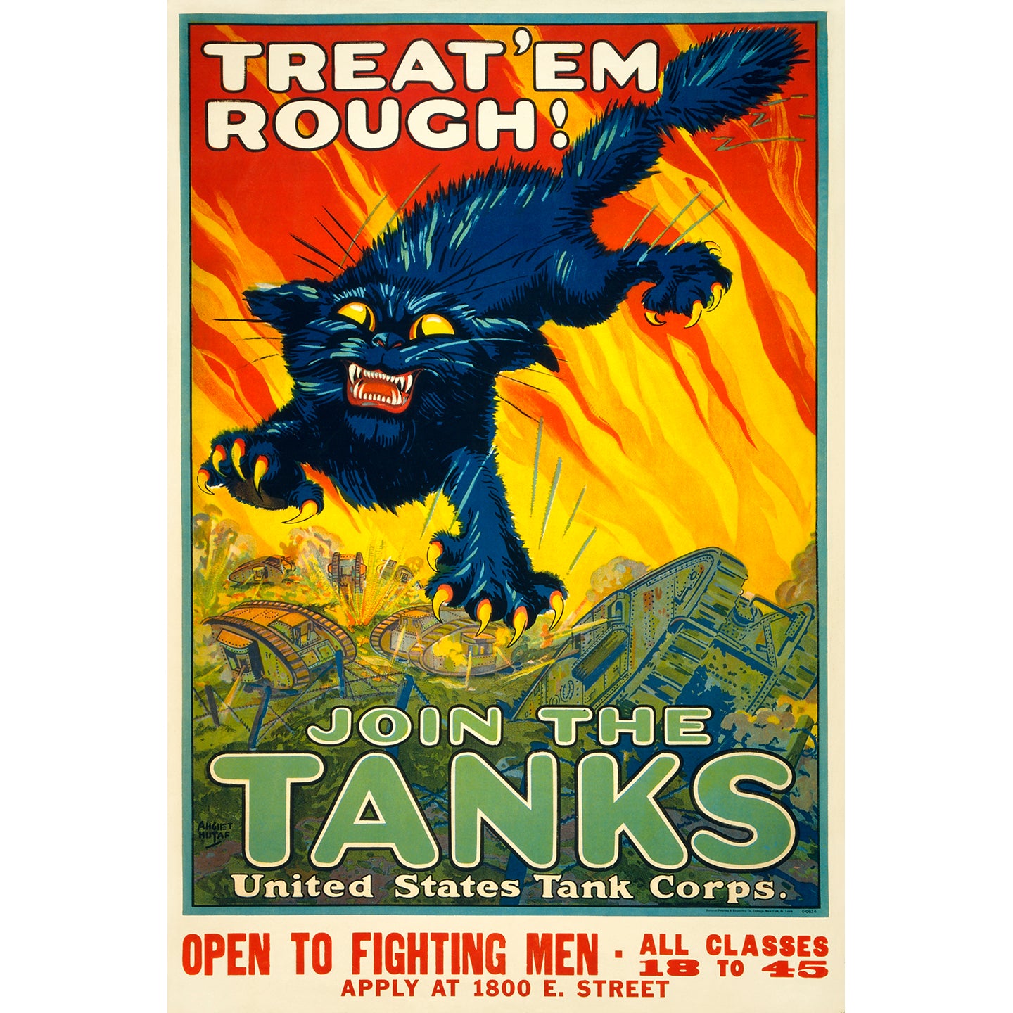 A vintage military poster advertising the United States Tank Corps