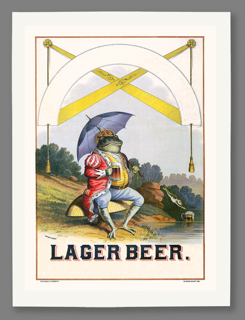 A fine art paper print of a vintage Lager Beer advertisement