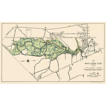 A vintage map of Rock Creek Park, made in 1921