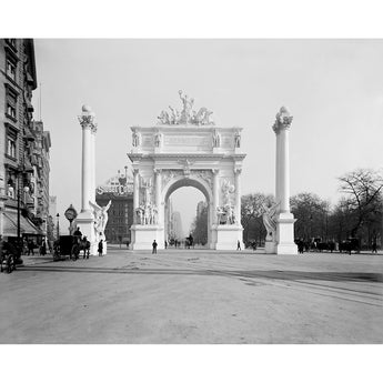 A vintage photograph depicting Dewey Arch in New York City