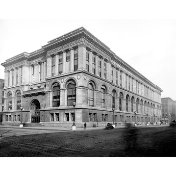A vintage photograph of the Public Library in Chicago