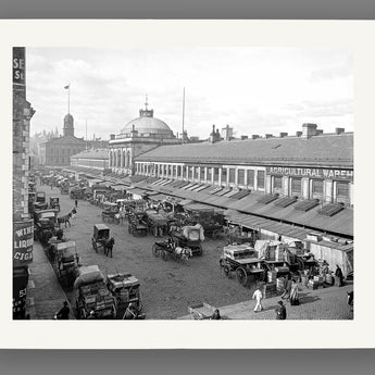 A paper print of a vintage photograph of Boston's Quincy Market