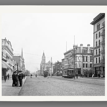 A print reproduction on paper of a vintage photograph of Richmond's Broad Street