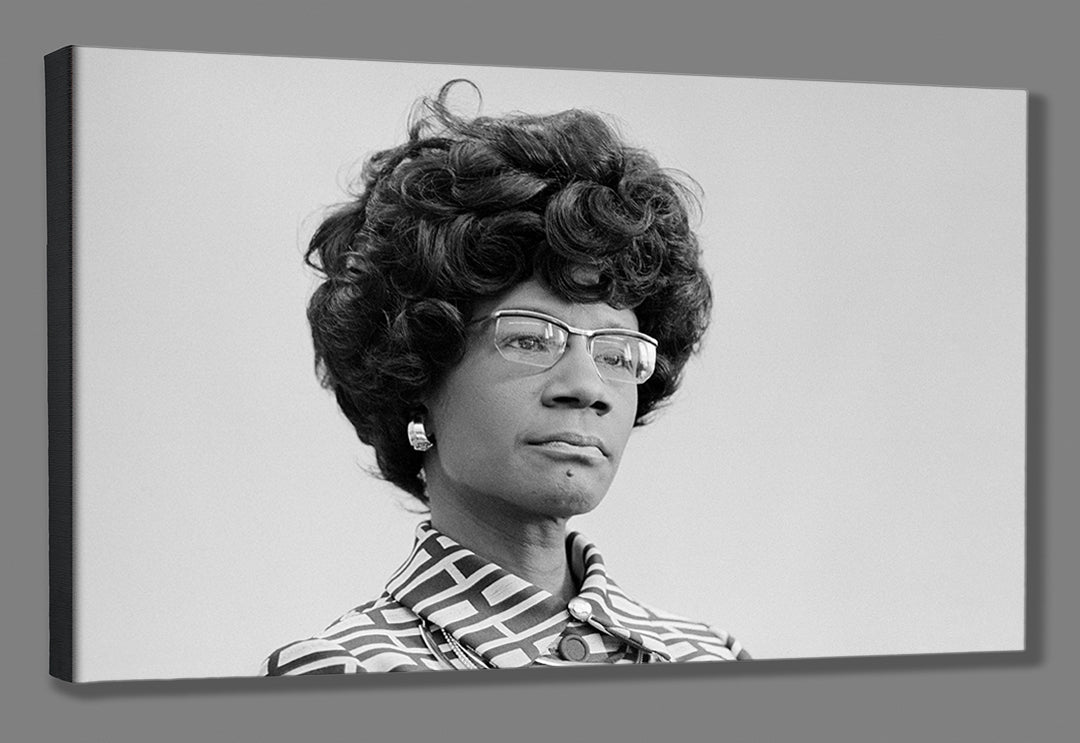 A stretched canvas print of a Shirley Chisholm portrait