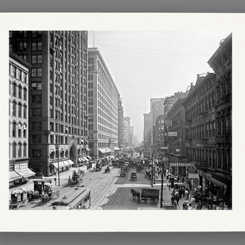 A paper print reproduction of a vintage image of Chicago's State Street