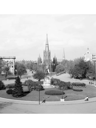 A vintage photograph of Thomas Circle in Washington DC