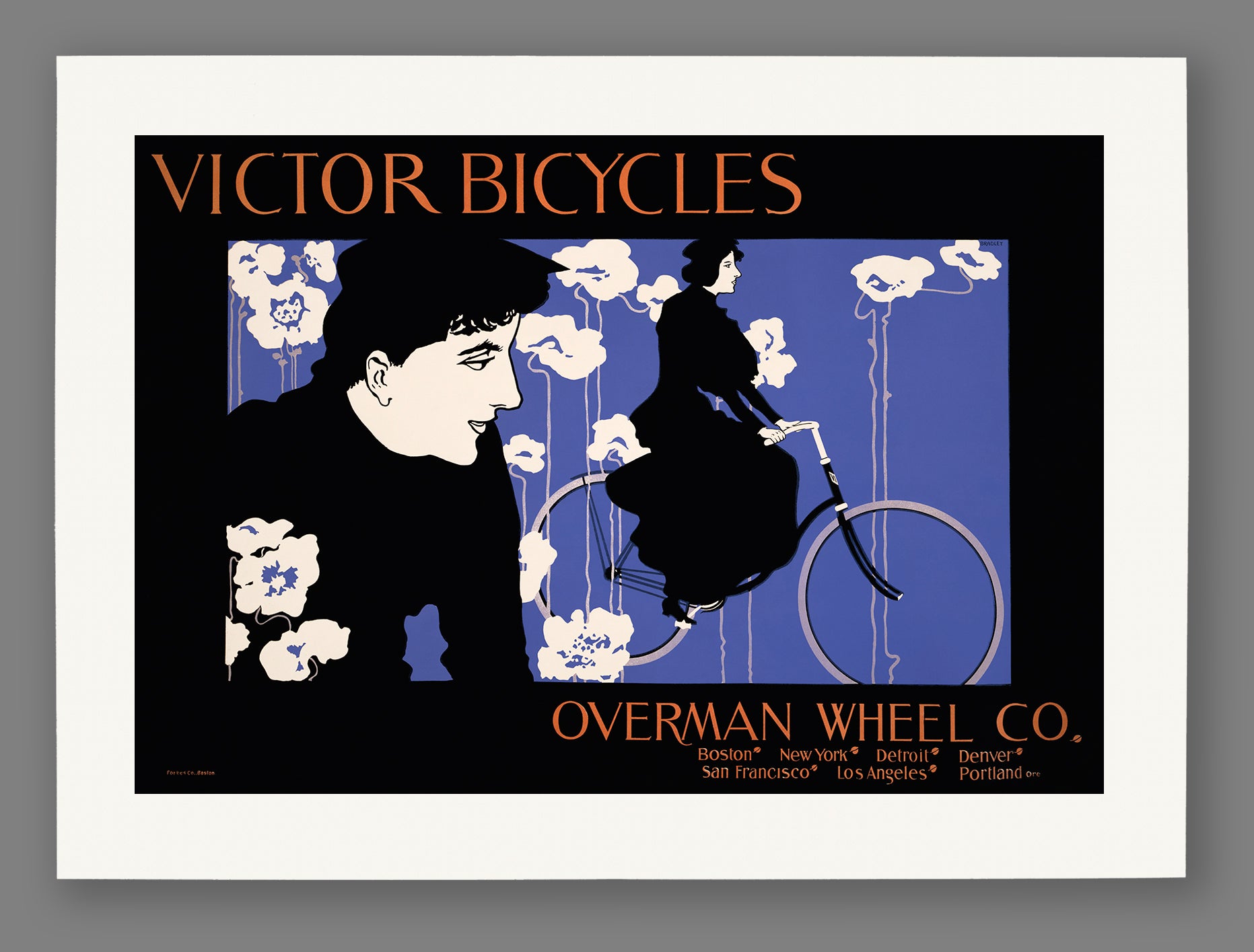 Paper print mockup of vintage advertisement for Victor Bicycles