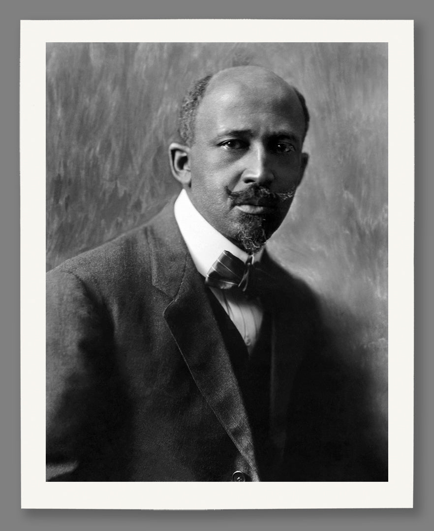 A mockup of a fine art paper print of a historic WEB DuBois portrait photo