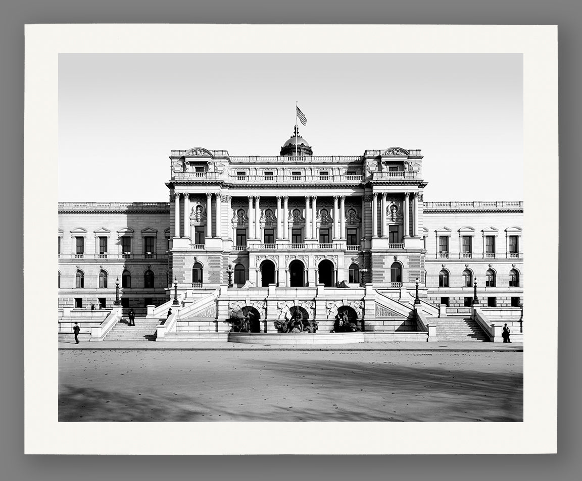 A fine art paper print of a vintage image of the Library of Congress in Washington, DC