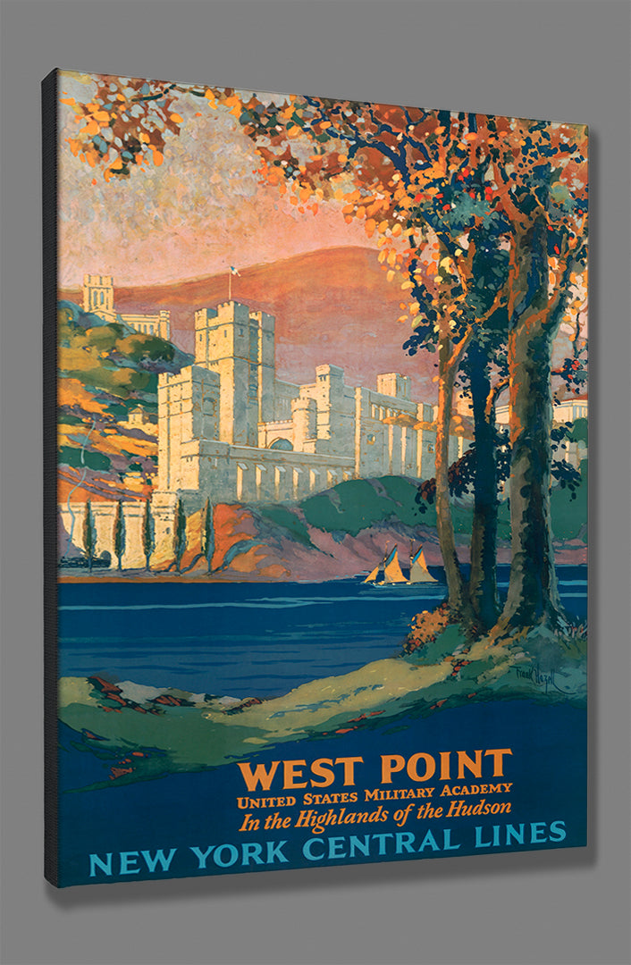 A stretched canvas print of a vintage West Point poster