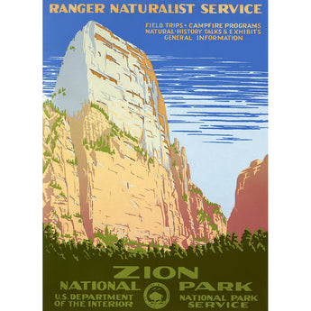 A vintage travel poster advertising Zion National Park