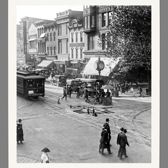 A mockup paper print of a vintage image of 11th & F in Washington DC