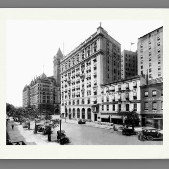 A reproduction print on paper of a vintage photograph of a street scene in Washington DC