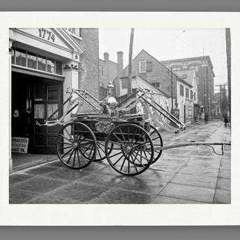 A paper print mockup of vintage photography of a fire engine in Alexandria