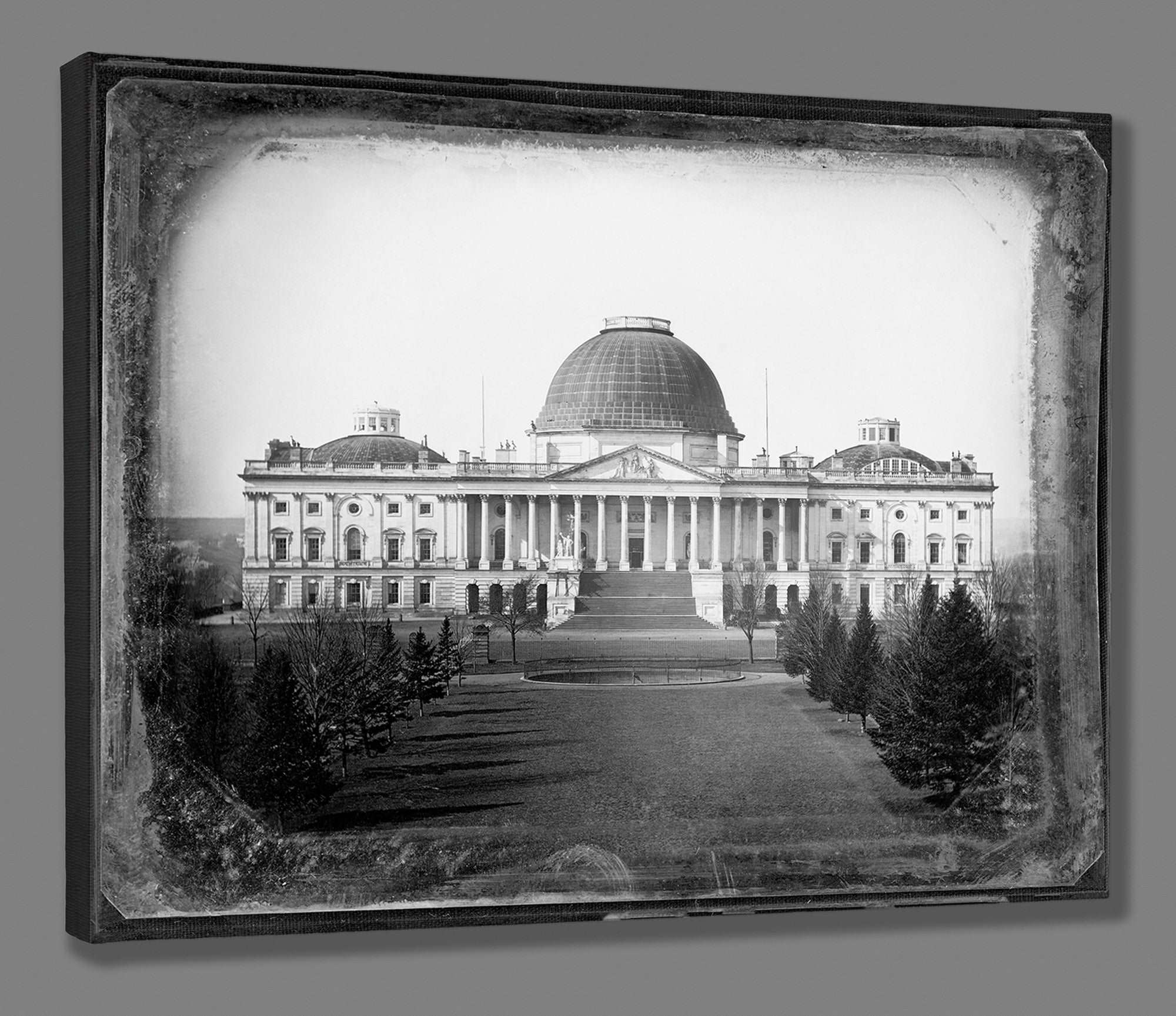 A mockup of a canvas print reproduction of the Capitol Building in Washington DC