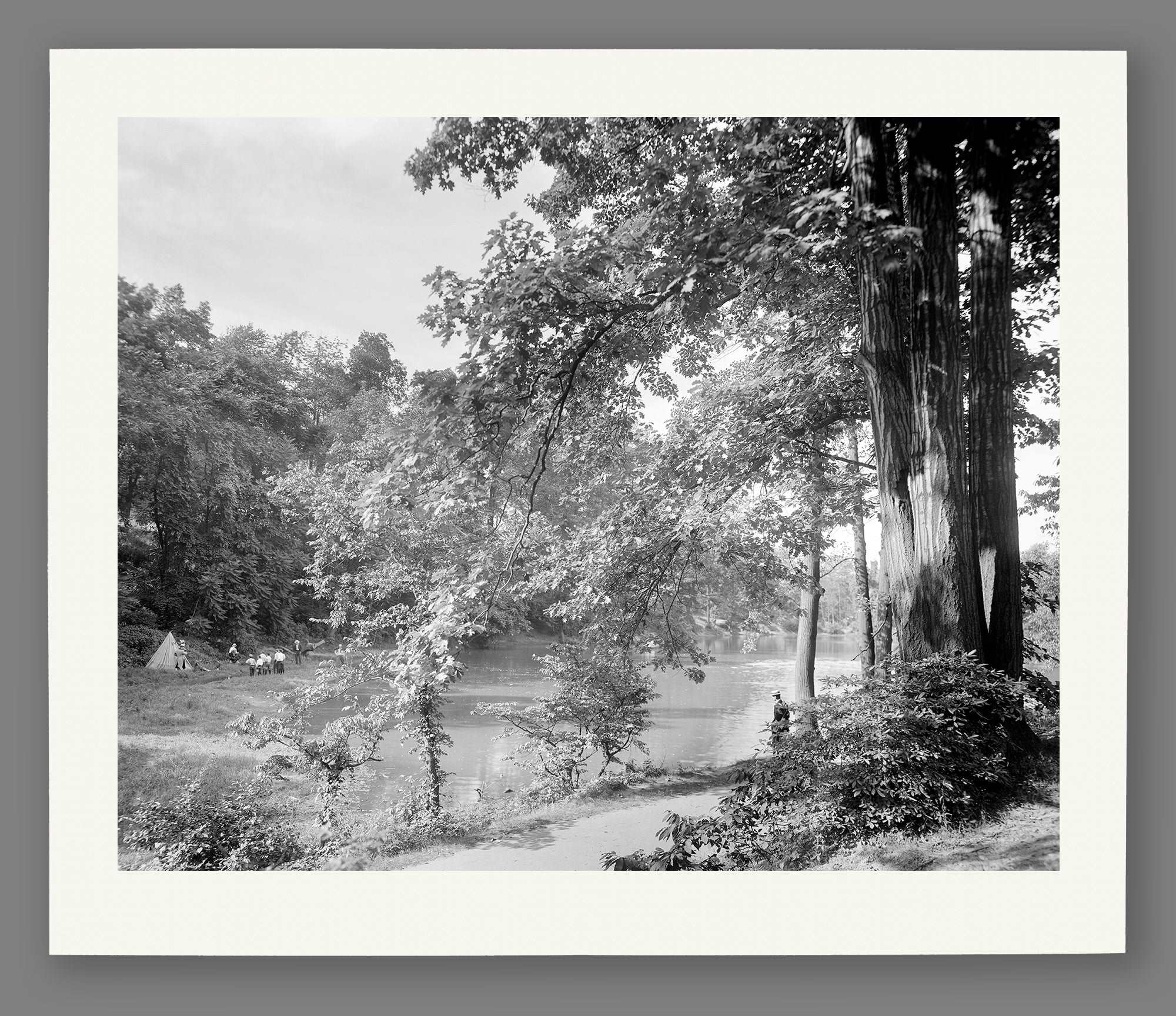 A reproduction print on paper of vintage photograph of Philadelphia's Fairmount Park