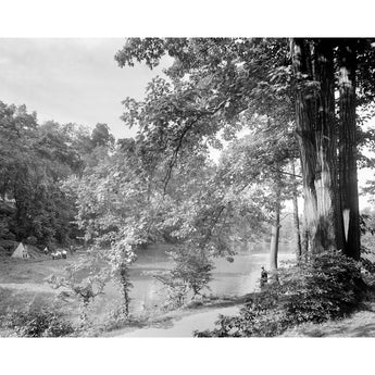 A vintage photograph of Chamounix Lake in Philadelphia's Fairmount Park