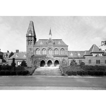 A black and white, vintage image of Chapel Hall at Gallaudet College