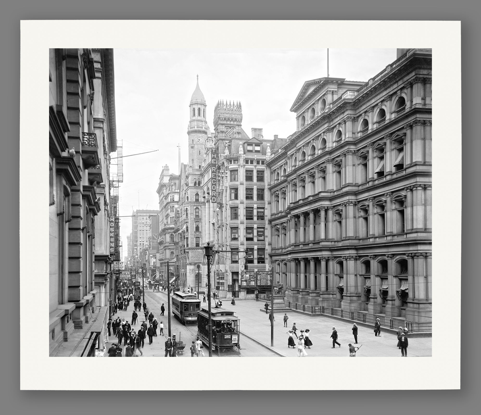 A paper print reproduction of a vintage photo of Philadelphia's Chestnut Street