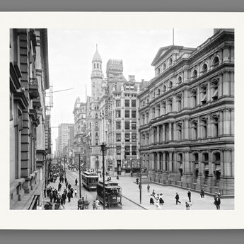 A paper print reproduction of a vintage photo of Philadelphia's Chestnut Street