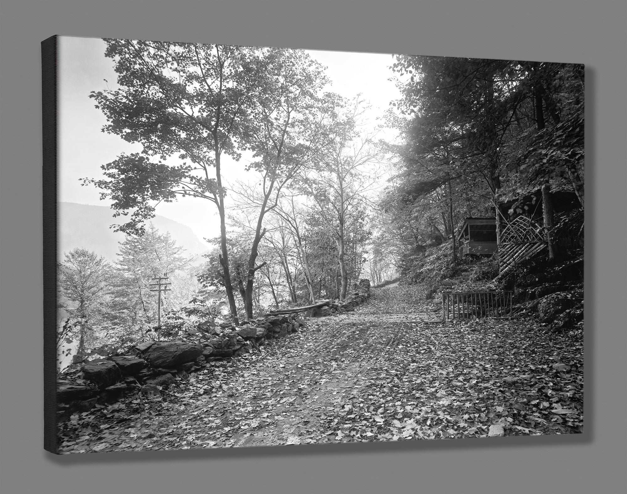 A canvas reproduction print of a vintage photo of the Child's Grotto along the Delaware Water Gap